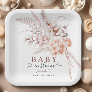 Plato De Papel Bebé en flor   Baby Shower floral de primavera bei