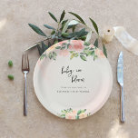Plato De Papel Bebé en flor | Baby Shower floral rosa y rosa<br><div class="desc">Añade un toque divertido y festivo a tu celebración con placas personalizadas de papel para duchas para bebés, cumpleaños y otros fiestas. Con la decoración de la mesa como uno de los elementos más destacados en el aspecto de su evento, considere usar platos personalizados para un detalle de firma para...</div>