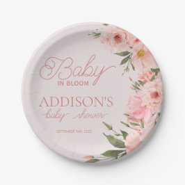 Plato De Papel Bebé en flor Baby Shower Spring verano