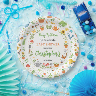 Plato De Papel Bebé en Flor Jardín Baby Shower   Floral Bonito