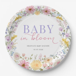 Plato De Papel Bebé en Flor: Prado de Flores Silvestres Suave Bab