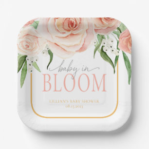 Plato De Papel Bebé en flor Rosa tierna del jardín de rosas Baby