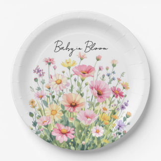 Plato De Papel Bebé en Flor Silvestre