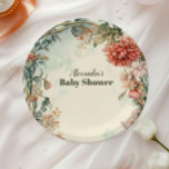 Plato De Papel Bebé en flor silvestre floral en flor<br><div class="desc">Completa tu disposición de la mesa de la ducha de bebé con nuestras placas de papel de la ducha con flores de primavera Verde azulada y Rubor Baby In Bloom. Diseñados con delicados florales de color ruidoso y verde azulado, estos platos le dan un toque fresco y sofisticado a su...</div>