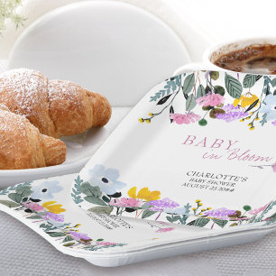 Plato De Papel Bebé en flor silvestre florín