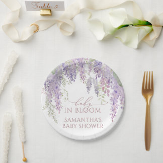 Plato De Papel Bebé en Floración Fiesta de Bebé de Wisteria Morad