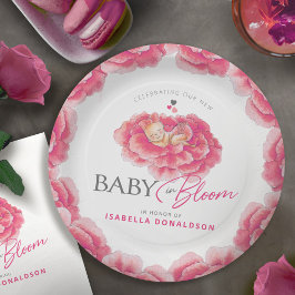 Plato De Papel Bebé en la ducha de bebé de color agua brillante r