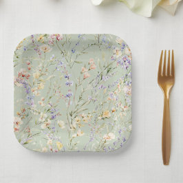 Plato De Papel Bebé en la Plaza de Baby Shower de Flor Silvestre