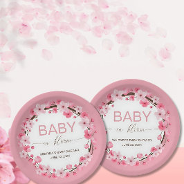 Plato De Papel Bebé en placas de papel con flores de cerezo