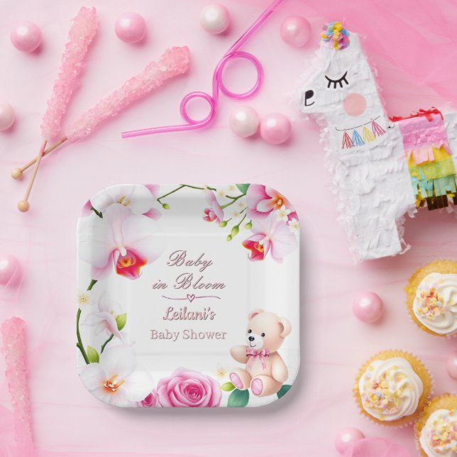 Plato De Papel Bebé en una ducha floral en Bloom para un chica (Fiesta)