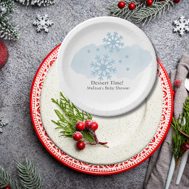 Plato De Papel Bebé, es frío fuera del invierno, postre de copo d