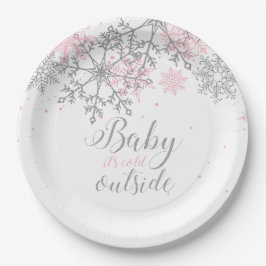 Plato De Papel Bebé Está Frío Afuera Copo de Nieve Baby Shower Pa