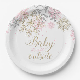 Plato De Papel Bebé Está Frío Afuera Copo de Nieve Baby Shower Pa