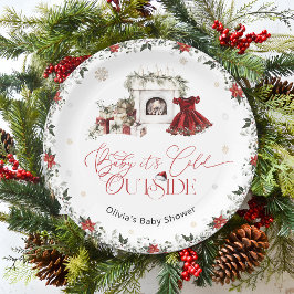 Plato De Papel Bebé, está frío fuera de Navidades Baby Shower