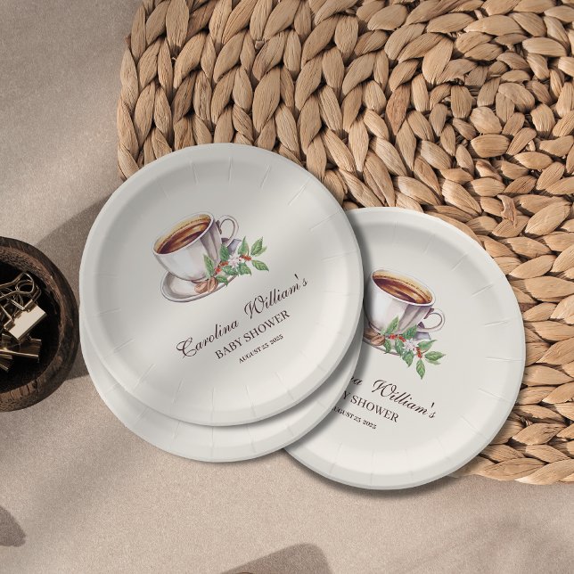 Plato De Papel Bebé está preparando café café café Baby Shower ma (Subido por el creador)