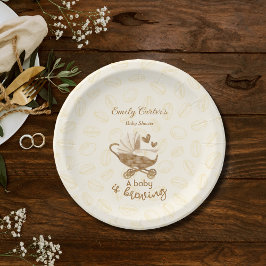 Plato De Papel Bebé está preparando placas de Baby Shower de Pram