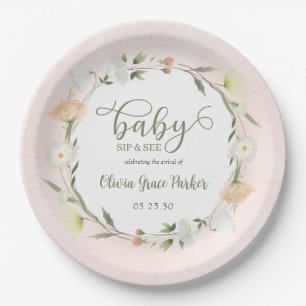 Plato De Papel Bebé Flor Silvestre Sip And See