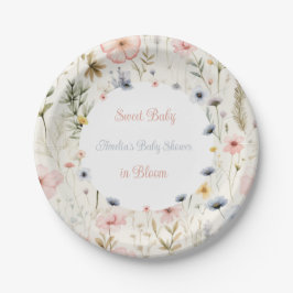 Plato De Papel Bebé floral en Baby Shower tema de Bloom