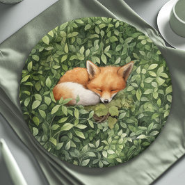 Plato De Papel Bebé Fox Baby Shower Whimsical Watercolor
