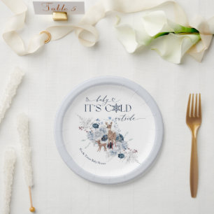 Plato De Papel Bebé frío afuera del Baby Shower de venados floral
