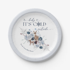 Plato De Papel Bebé frío afuera del Baby Shower de venados floral