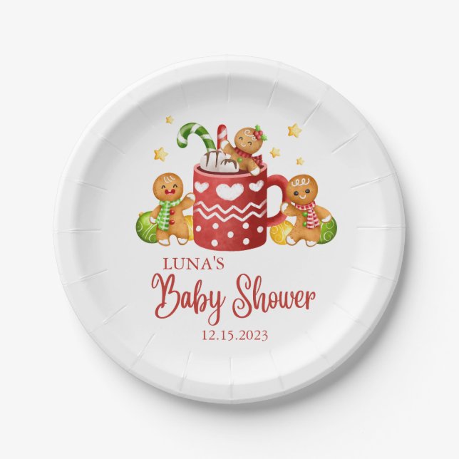 Plato De Papel Bebé, frío fuera, Baby Shower acogedor (Anverso)