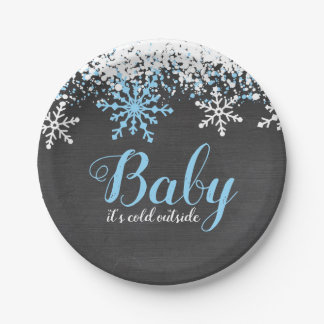 Plato De Papel Bebé, frío fuera de la nieve, en Baby Shower