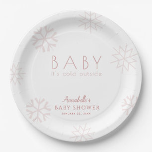 Plato De Papel Bebé, frío fuera del Baby Shower de copos de nieve