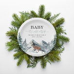 Plato De Papel Bebé, frío fuera del Baby Shower de la selva de in<br><div class="desc">Entre en el bosque invernal y duche al futuro con este plato de papel higiénico con bosque pintado a mano,  pinos y ciervos en la nieve.</div>