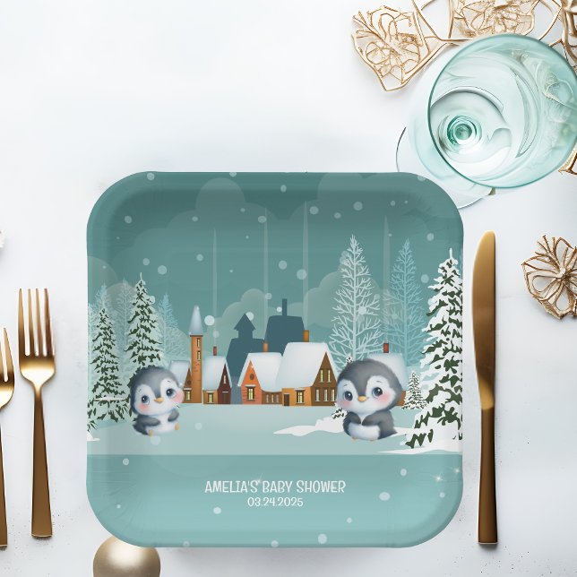 Plato De Papel Bebé, frío fuera del Baby Shower de Woodland (Subido por el creador)