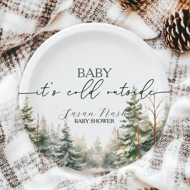 Plato De Papel Bebé, frío fuera del Fiesta de Baby Shower inverna (Subido por el creador)