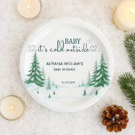 Plato De Papel Bebé, frío fuera del Fiesta de Baby Shower inverna