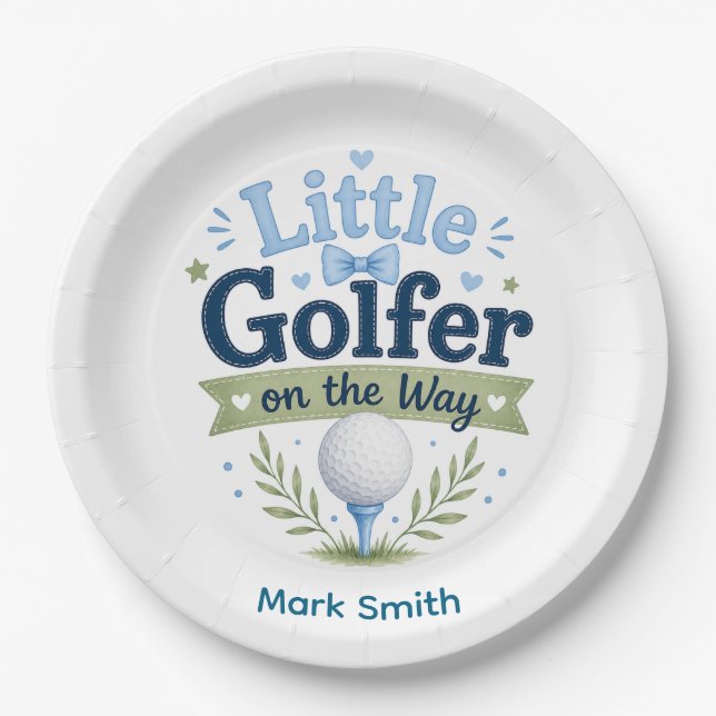 Plato De Papel Bebé Golf para Baby Shower   (Anverso)