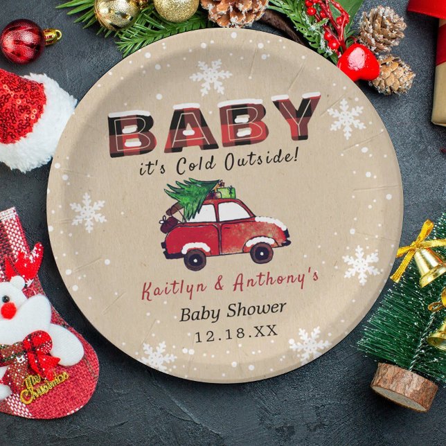 Plato De Papel Bebé hace frío afuera | NAVIDADES BABY SHOWER (Subido por el creador)