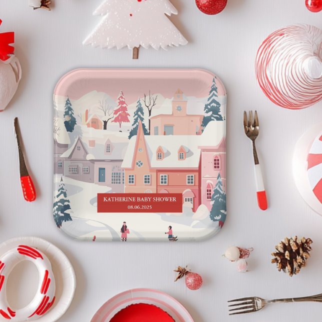 Plato De Papel Bebé hace frío fuera chica de invierno (Subido por el creador)