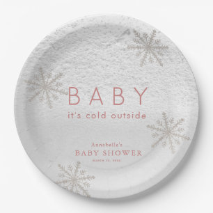 Plato De Papel Bebé, hace frío fuera de los copos de nieve Baby S