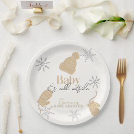 Plato De Papel Bebé hace frío fuera del Baby Shower de Beig Beani