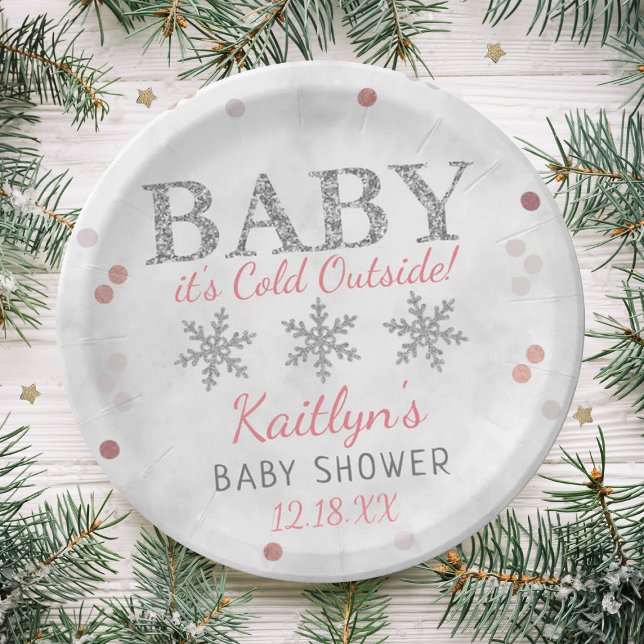 Plato De Papel Bebé, hace frío fuera del Baby Shower de invierno  (Subido por el creador)
