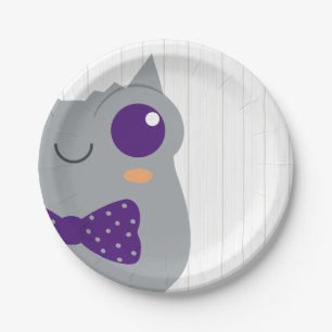 Plato De Papel Bebé Horn Frog Purple Baby Shower