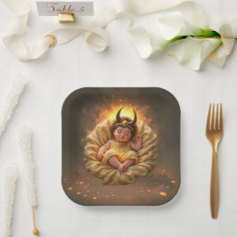 Plato De Papel Bebé Isis durmiendo – Diosa de la Luz.