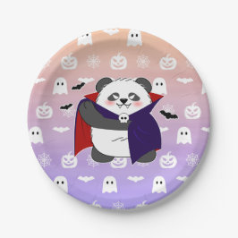 Plato De Papel Bebé lindo de Halloween Vampiro Panda Dracula