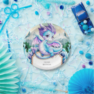 Plato De Papel Bebé lindo Ice Dragon Cumpleaños