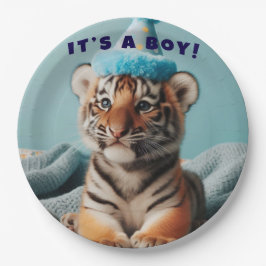 Plato De Papel Bebé lindo revelar niño tigre azul bebé