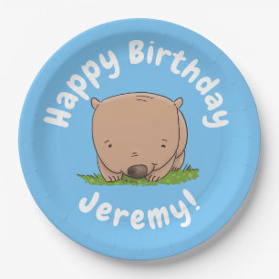 Plato De Papel Bebé lindo wombat cumpleaños personalizado persona