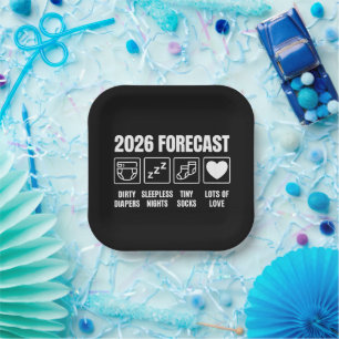 Plato De Papel Bebé Llegando Pronto Pronóstico 2026 Shower de Beb
