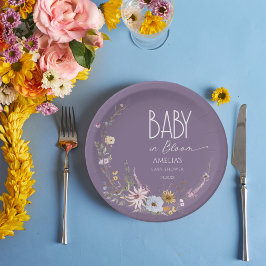 Plato De Papel Bebé morado suave floral en placa de papel en flor