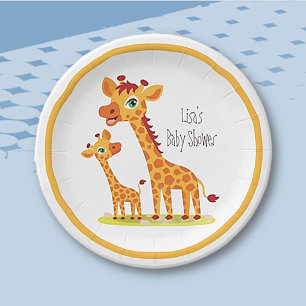 Plato De Papel Bebé niño ducha Girafa Papel fiesta Placa
