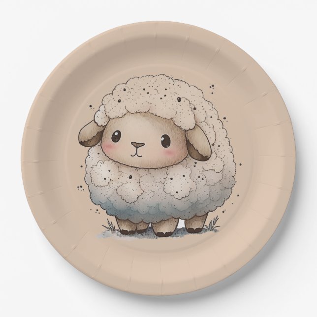 Plato De Papel Bebé ovino (Anverso)