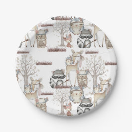 Plato De Papel Bebé pequeño Woodland Animales Raccoon Fox Querido