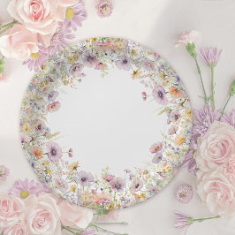 Plato De Papel Bebé Púrpura En El Baby Shower Floral Floral En Bl